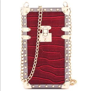 Fashion Red Hard Shell Clutch